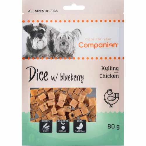Køb Companion Hundesnack Kyllige Terninger - Med Blåbær - 80g - Gluten- & Sukkerfri online billigt tilbud rabat legetøj