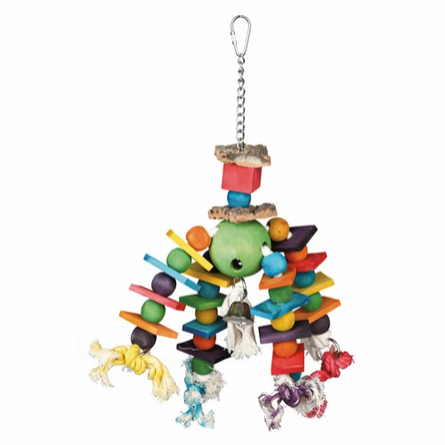 Køb Trixie Farverigt Fuglelegetøj i Træ - Med Kæde & Reb - 35cm online billigt tilbud rabat legetøj