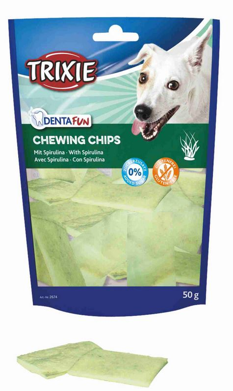 Køb Trixie Hunde Snack Tygge Chips - Med Spirulina Alger - 50g online billigt tilbud rabat legetøj