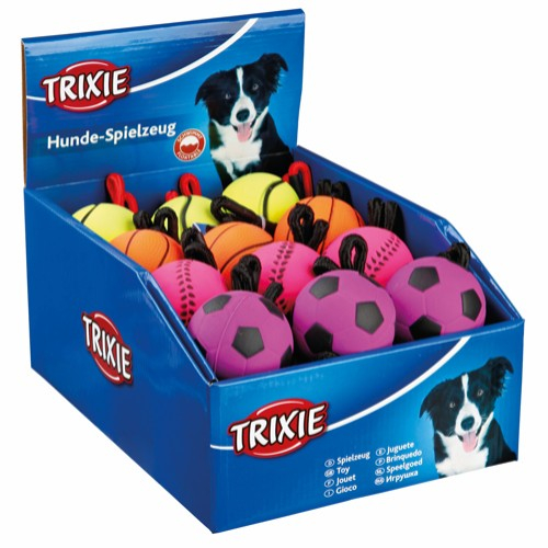 Køb Trixie Hundelegetøjs Mosgummi Bold - Med Snor - Ø6cm online billigt tilbud rabat legetøj