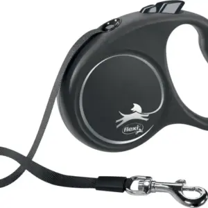 Flexi Black Design Hundeline - Med Bånd - Sort