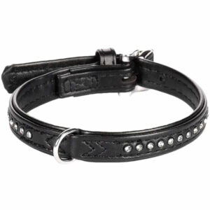 Hundehalsbånd med sten Sort