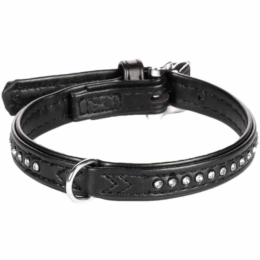 Hundehalsbånd med sten Sort