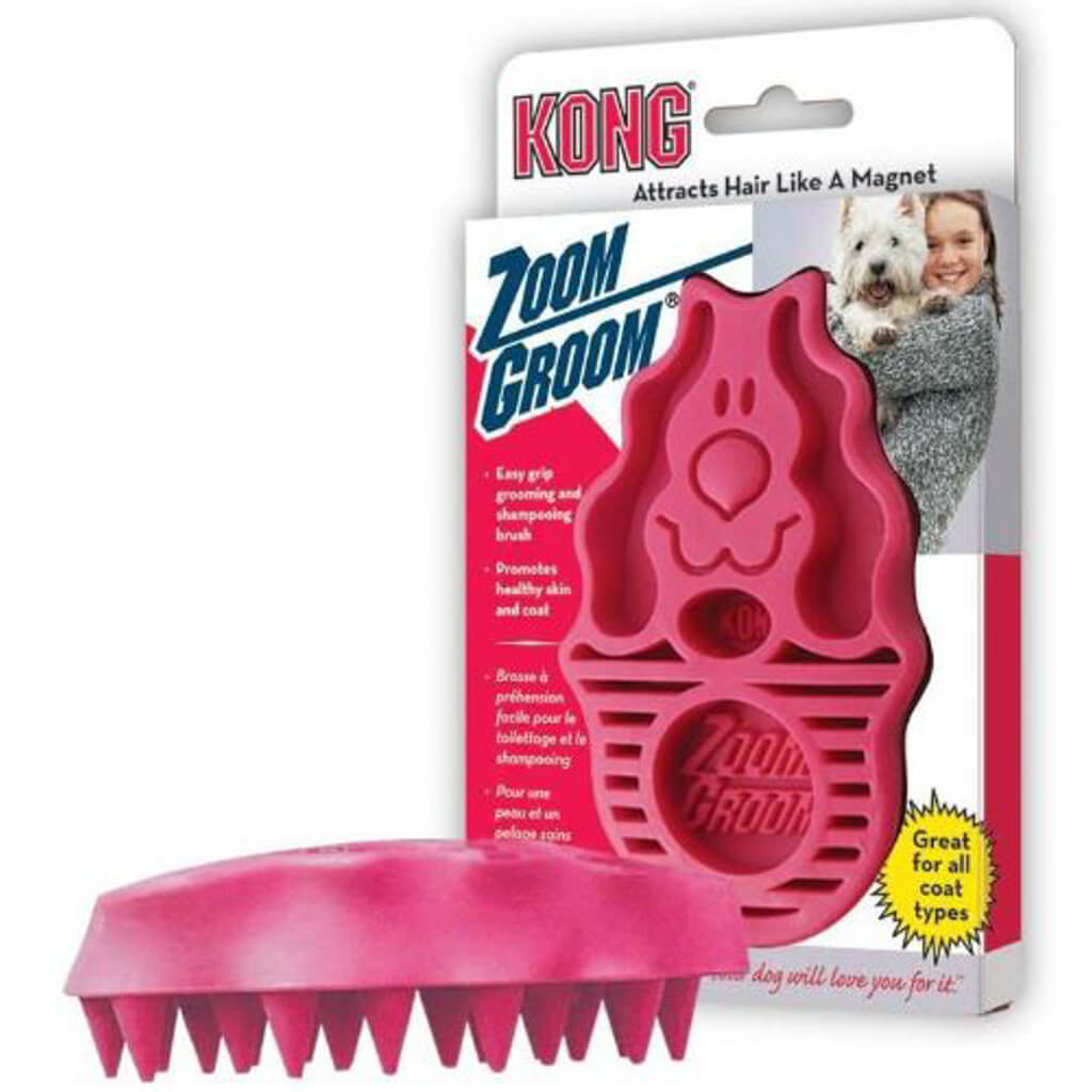 KONG ZoomGroom Massage børste raspberry, Hund