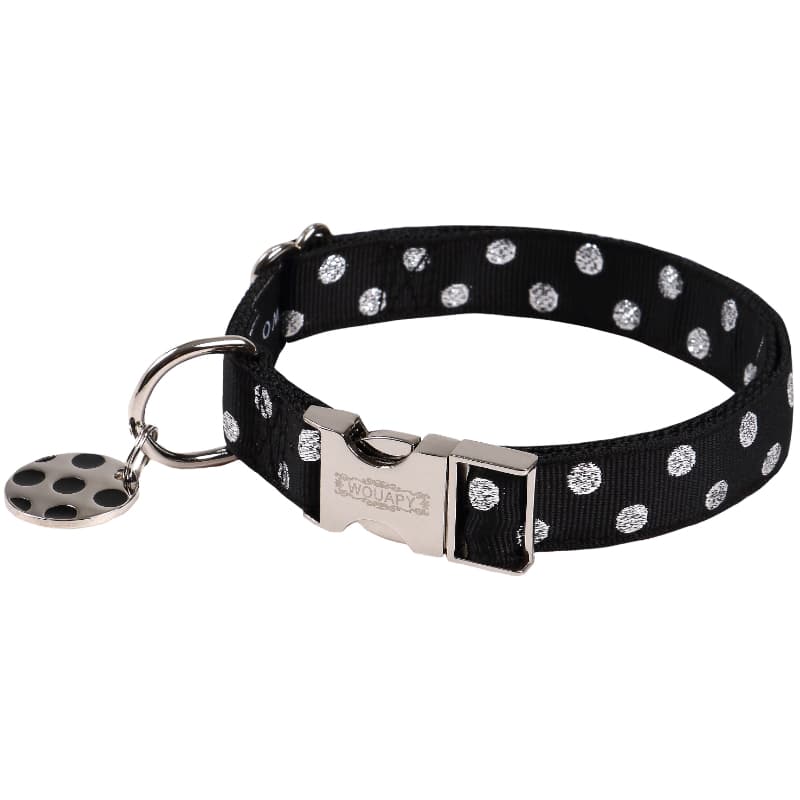 WOUAPY Hundehalsbånd med Polkaprikker - Medium - Rød